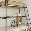 Lit simple mezzanine 90x190cm avec bureau et rangements style industriel*IDMarket Best
