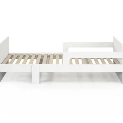 Lit simple évolutif 90 x 140/190 cm avec sommier et barrières bois blanc*IDMarket Online