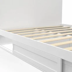 Lit 140x190 cm blanc avec rangements, tête de lit et sommier*IDMarket Sale