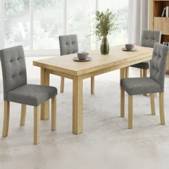 Lot 4 chaises capitonnées gris chiné*IDMarket