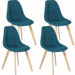 Lot 4 chaises scandinaves bleu canard*IDMarket New
