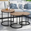 Lot 3 tables basses gigognes rondes bois métal industrielles 35/40/45 cm*IDMarket Online