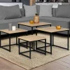 Lot 4 tables basses gigognes bois métal industrielles 35/40/45/50 cm*IDMarket Best