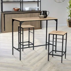 Lot 2 tabourets de bar style industriel bois et métal*IDMarket Clearance