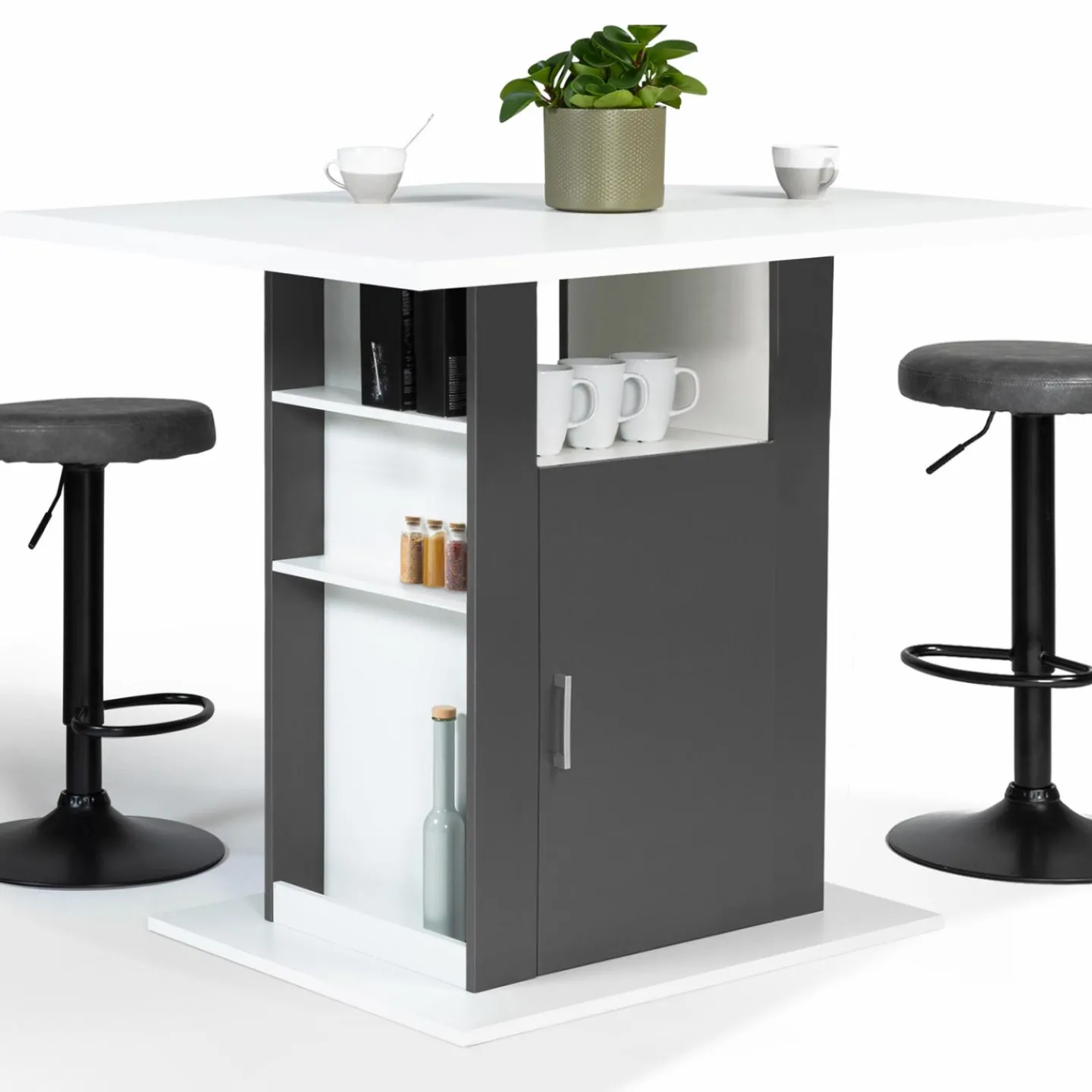 Îlot central bois blanc et gris 110 cm*IDMarket Best