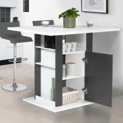 Îlot central bois blanc et gris 110 cm*IDMarket Best