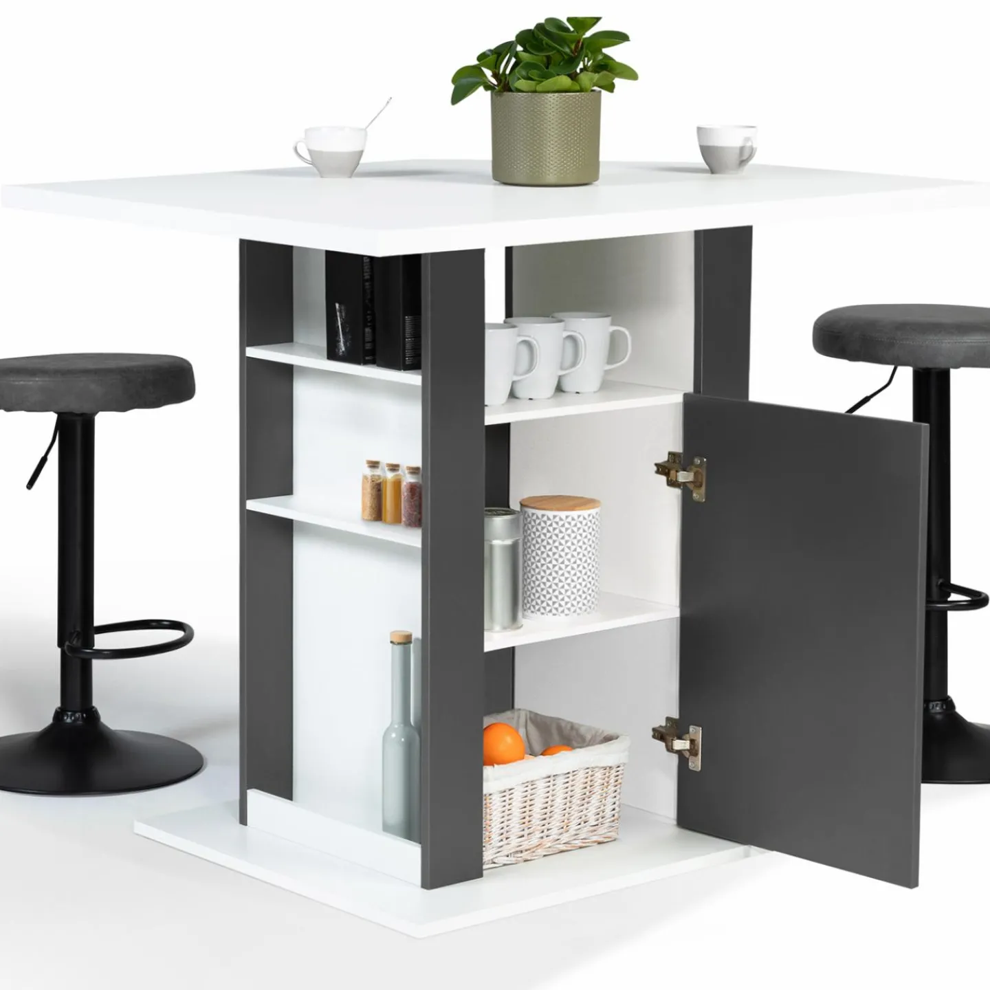 Îlot central bois blanc et gris 110 cm*IDMarket Best