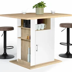 Îlot central bois blanc et imitation hêtre 110 cm*IDMarket Discount