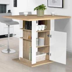 Îlot central bois blanc et imitation hêtre 110 cm*IDMarket Discount