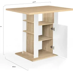 Îlot central bois blanc et imitation hêtre 110 cm*IDMarket Discount