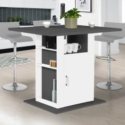 Îlot central cuisine bois gris et blanc 110 cm*IDMarket Online