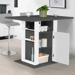 Îlot central cuisine bois gris et blanc 110 cm*IDMarket Online