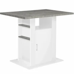 Îlot central cuisine plateau effet béton et bois blanc 110 cm*IDMarket Online
