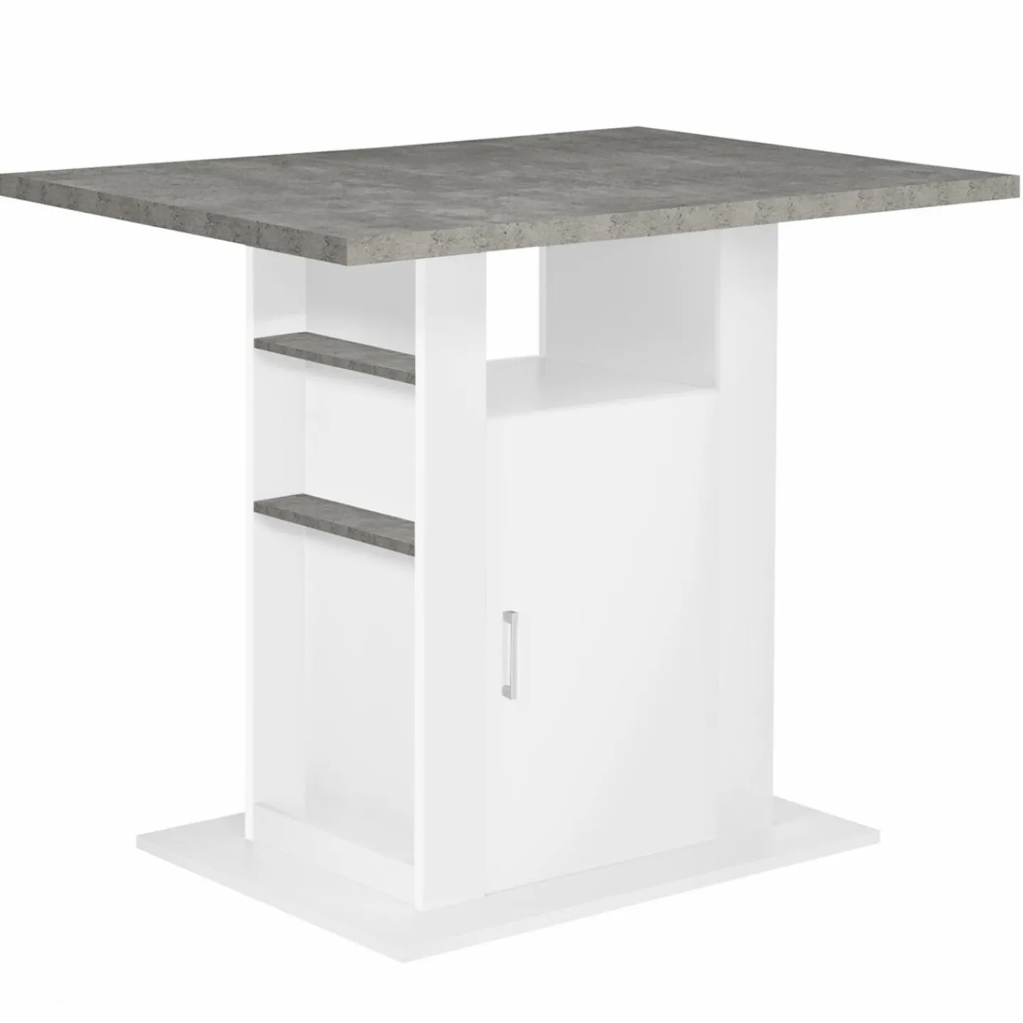 Îlot central cuisine plateau effet béton et bois blanc 110 cm*IDMarket Online