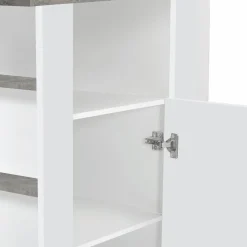 Îlot central cuisine plateau effet béton et bois blanc 110 cm*IDMarket Online