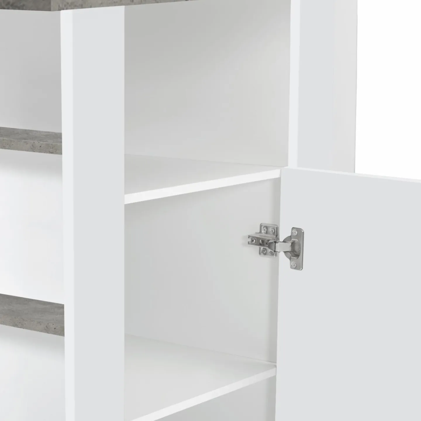 Îlot central cuisine plateau effet béton et bois blanc 110 cm*IDMarket Online