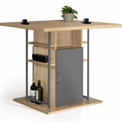 Îlot central cuisine plateau bois imitation hêtre et gris 110 cm*IDMarket Sale