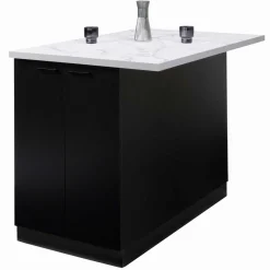 Îlot central effet marbre et bois noir 120 cm*IDMarket Outlet