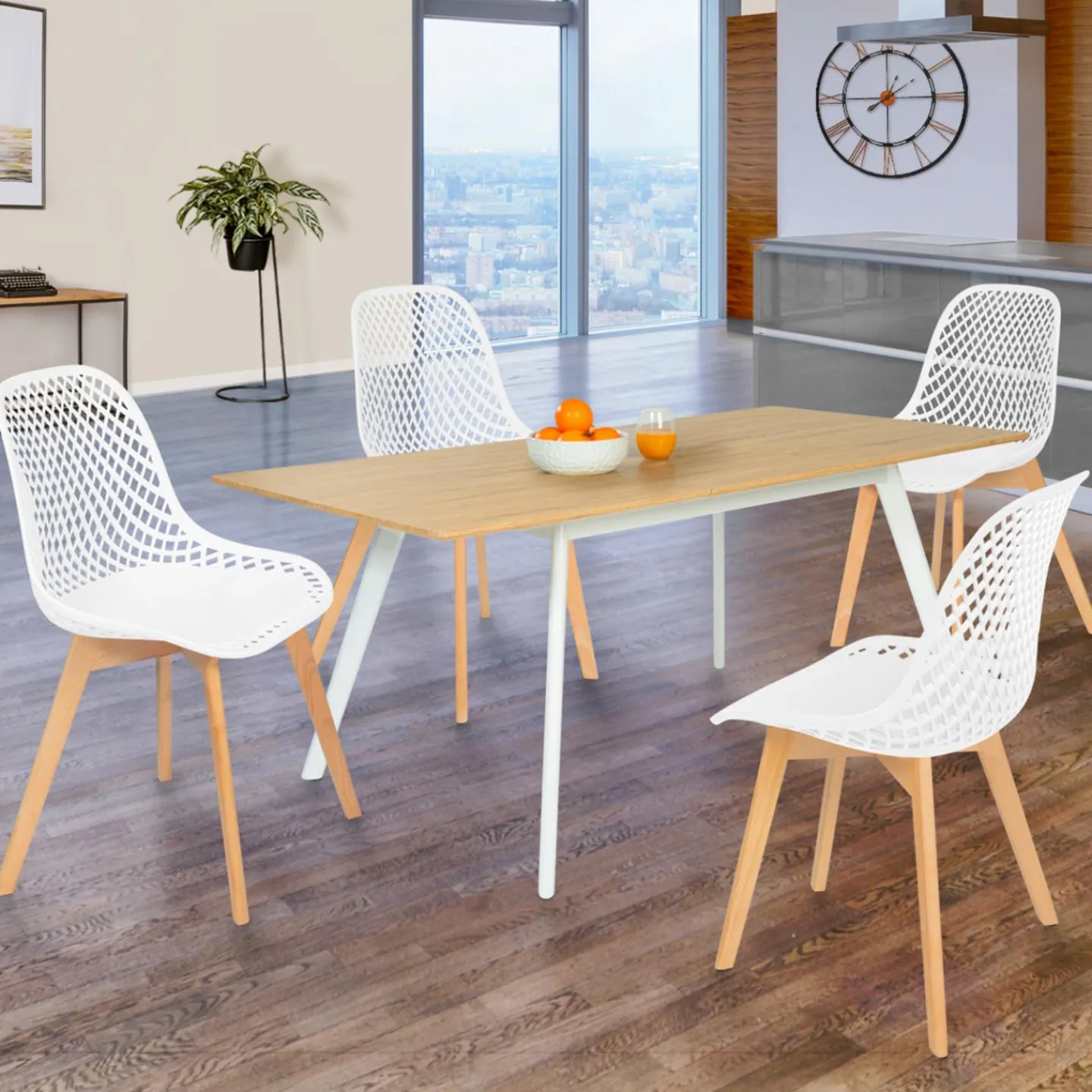 Lot de 4 chaises ajourées blanches design*IDMarket Sale