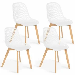 Lot de 4 chaises ajourées blanches design*IDMarket Sale
