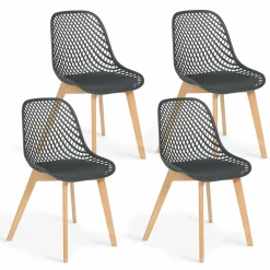 Lot de 4 chaises ajourées grises design*IDMarket Hot
