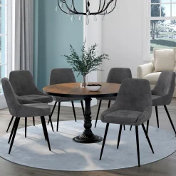 Lot de 6 chaises avec accoudoirs en velours gris foncé*IDMarket Online