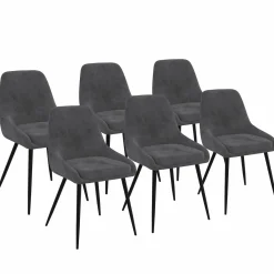 Lot de 6 chaises avec accoudoirs en velours gris foncé*IDMarket Online