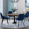 Lot de 4 chaises avec accoudoirs en velours bleu*IDMarket