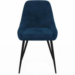 Lot de 4 chaises avec accoudoirs en velours bleu*IDMarket