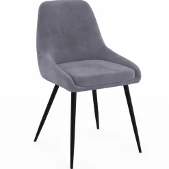 Lot de 4 chaises avec accoudoirs en velours gris clair*IDMarket