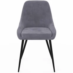 Lot de 4 chaises avec accoudoirs en velours gris clair*IDMarket