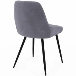 Lot de 4 chaises avec accoudoirs en velours gris clair*IDMarket