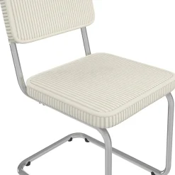 Lot de 4 chaises cantilever en velours côtelé beige et pied métal*IDMarket Hot