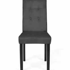 Lot de 4 chaises capitonnées en velours gris pieds noirs*IDMarket Discount