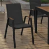 Lot de 6 chaises de jardin métal et textilène noir et bois*IDMarket Hot