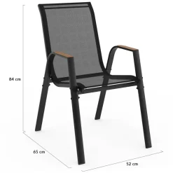 Lot de 6 chaises de jardin métal et textilène noir et bois*IDMarket Hot