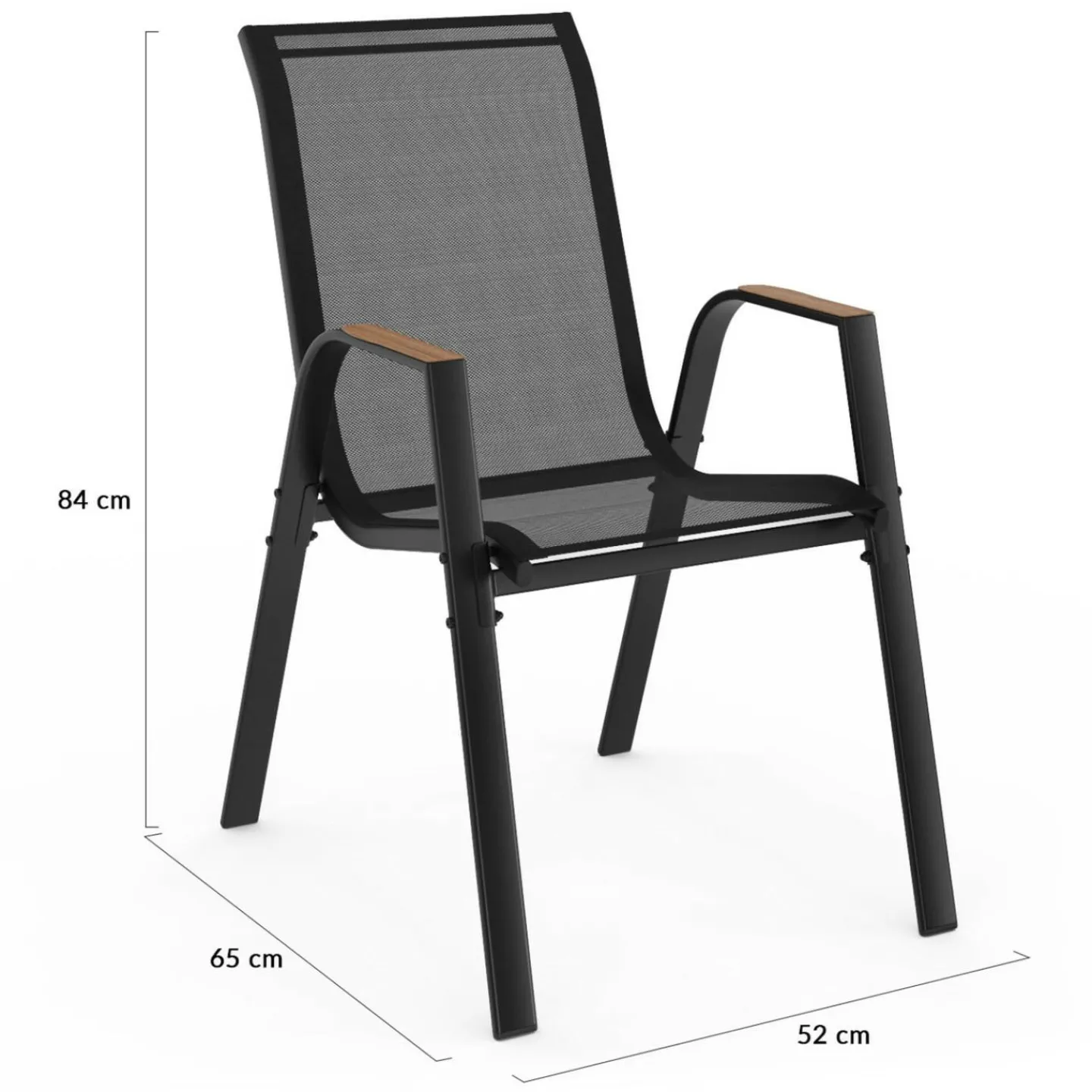 Lot de 6 chaises de jardin métal et textilène noir et bois*IDMarket Hot