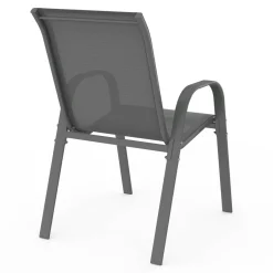 Lot de 4 chaises de jardin empilables en métal gris anthracite et textilène*IDMarket New