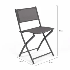Lot de 4 chaises de jardin pliantes grises en acier et textilène*IDMarket Clearance