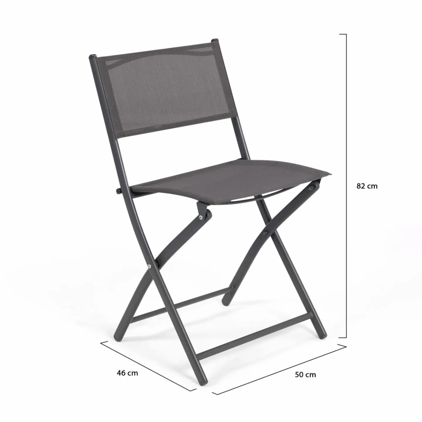 Lot de 4 chaises de jardin pliantes grises en acier et textilène*IDMarket Clearance