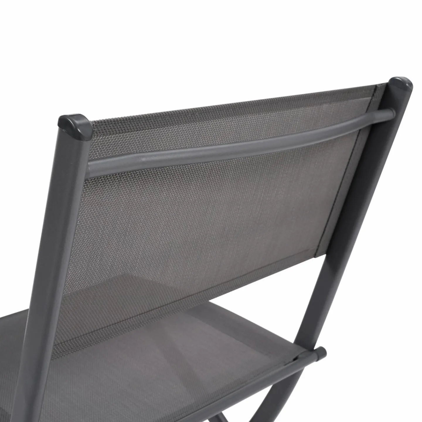 Lot de 4 chaises de jardin pliantes grises en acier et textilène*IDMarket Clearance