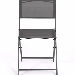 Lot de 6 chaises de jardin pliantes gris anthracite en métal et textilène*IDMarket Discount