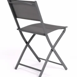 Lot de 6 chaises de jardin pliantes gris anthracite en métal et textilène*IDMarket Discount