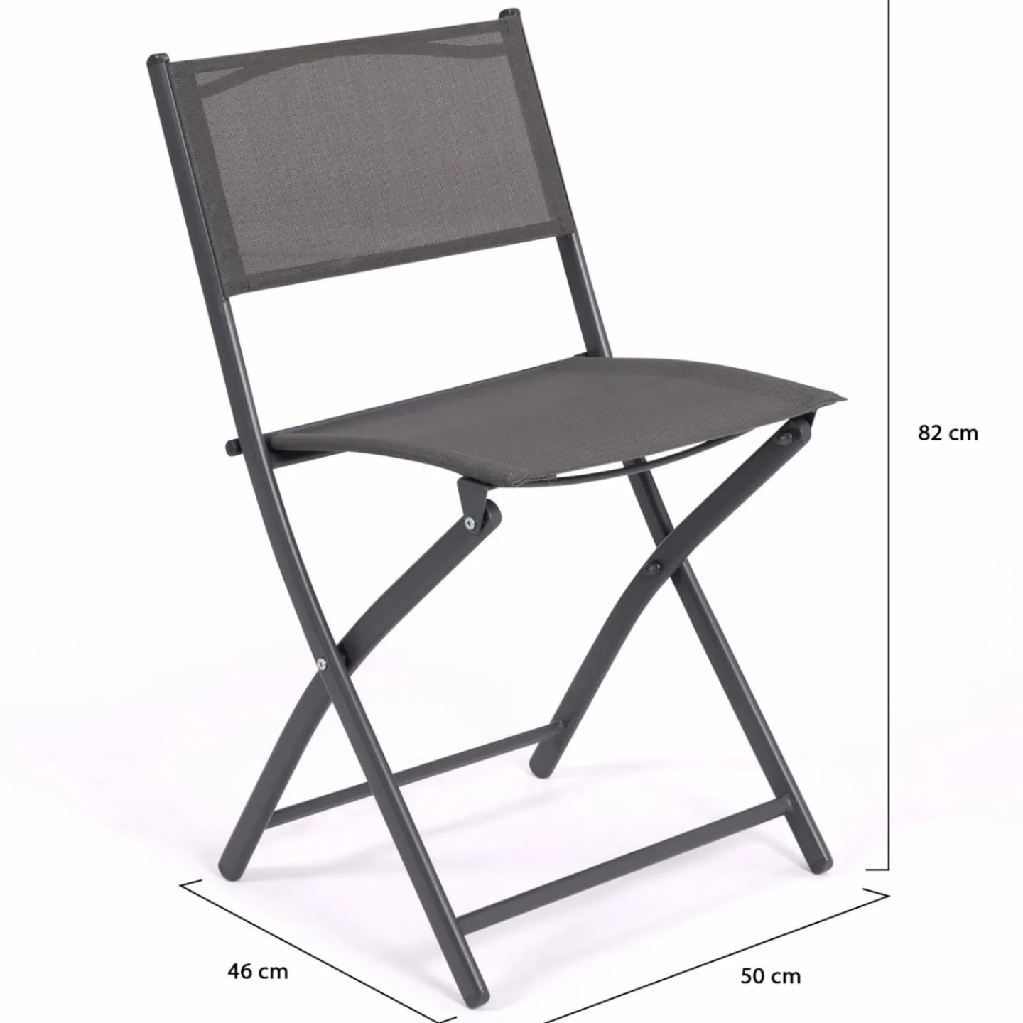 Lot de 6 chaises de jardin pliantes gris anthracite en métal et textilène*IDMarket Discount