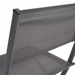 Lot de 6 chaises de jardin pliantes gris anthracite en métal et textilène*IDMarket Discount