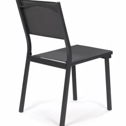 Lot de 6 chaises de jardin empilables gris anthracite en métal et textilène*IDMarket Discount