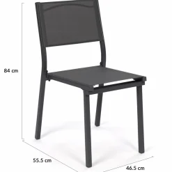 Lot de 6 chaises de jardin empilables gris anthracite en métal et textilène*IDMarket Discount