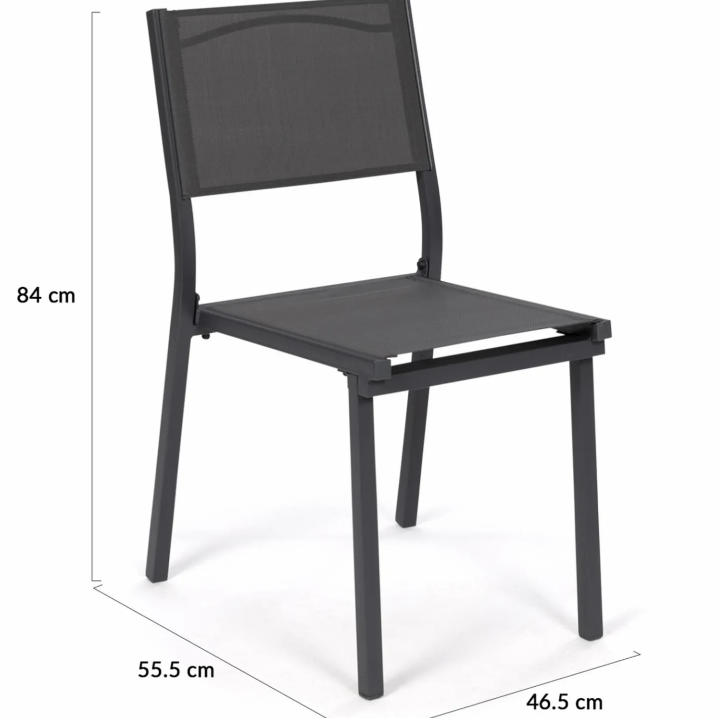 Lot de 6 chaises de jardin empilables gris anthracite en métal et textilène*IDMarket Discount