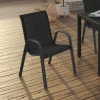 Lot de 4 chaises de jardin empilables en métal noir et textilène*IDMarket Clearance