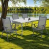 Lot de 4 chaises de jardin pliantes dossier inclinable avec accoudoirs gris anthracite*IDMarket Best